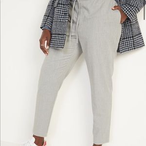 Old Navy High-Waisted Brushed-Twill Ankle Pants for Women, Fog gray